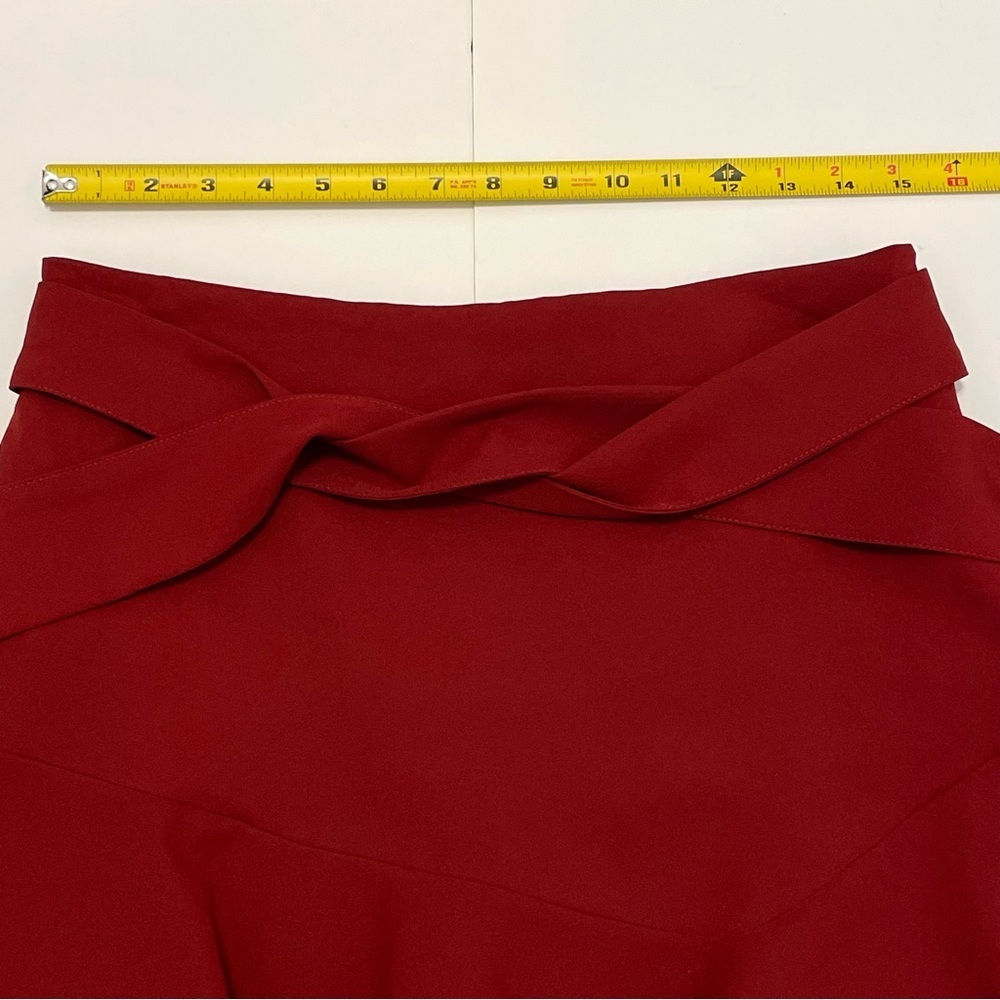 Zara Burgundy Red Bow Flounced Hem Women’s Skirt/Skort with Tie Detail Size L - Picture 7 of 15